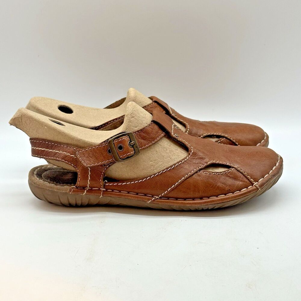 Dr. Scholl's T-Strap Mary Jane Sandal Women's 9M Tan Leather Fisherman Slingback